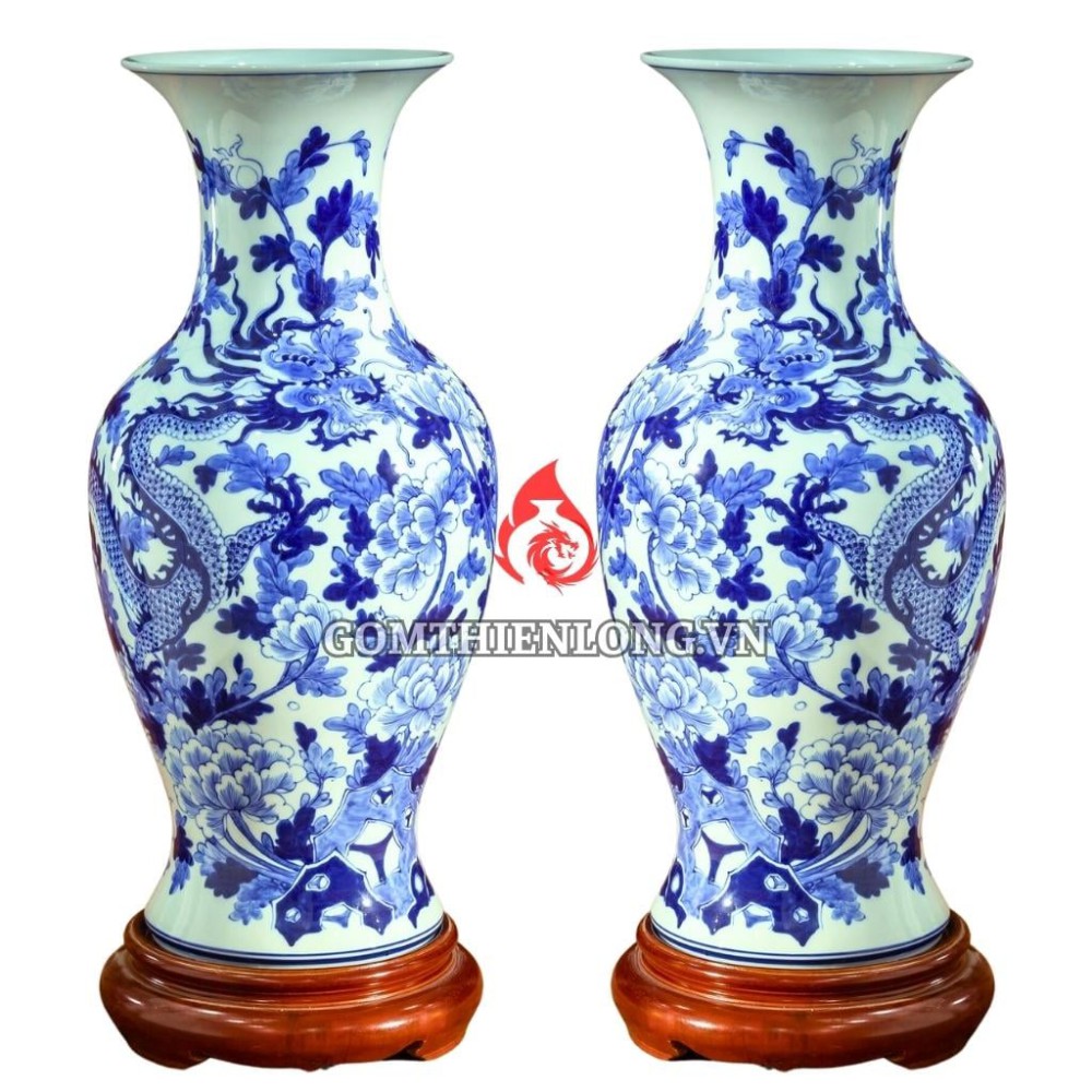 Lộc Bình Bát Tràng Men Lam Nhất Long 230983