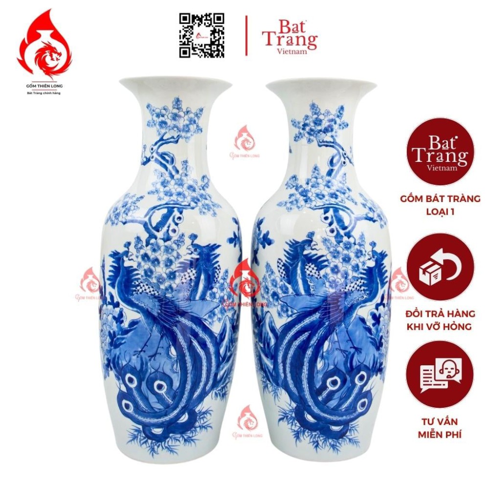 Lộc Bình Bát Tràng Men Lam Trĩ Đào Như Ý 230951