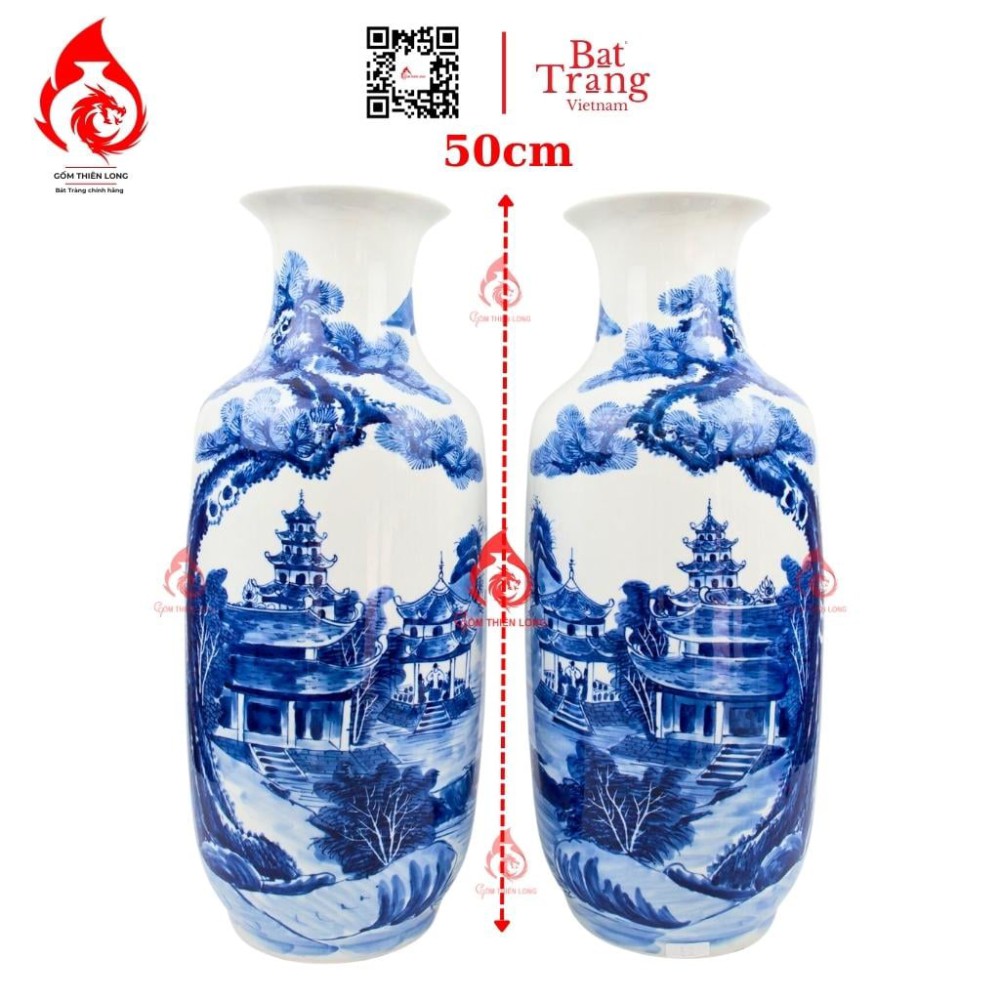 Lộc Bình Bát Tràng Men Lam Tùng Chùa Dáng Bí 230953