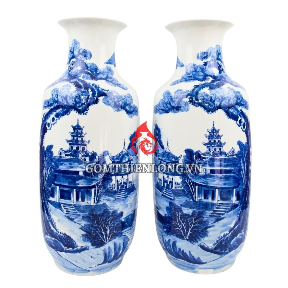 Lộc Bình Bát Tràng Men Lam Tùng Chùa Dáng Bí 230953