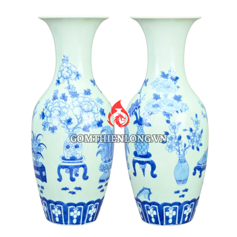 Lộc Bình Bát Tràng Men Lam Cổ Đồ 230959