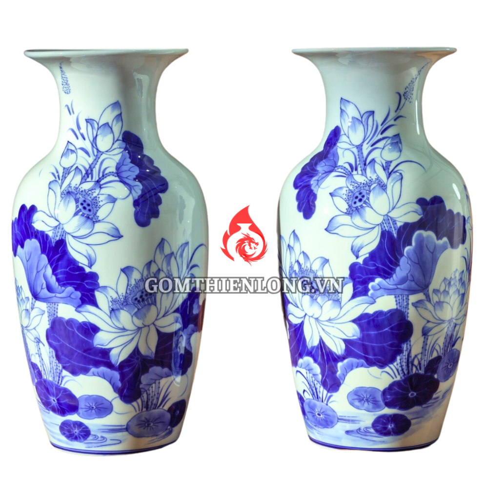 Lộc Bình Bát Tràng Men Lam Sen Phú Quý 230981