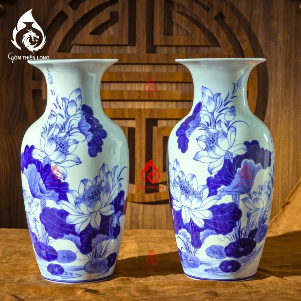 Lộc Bình Bát Tràng Men Lam Sen Phú Quý 230981