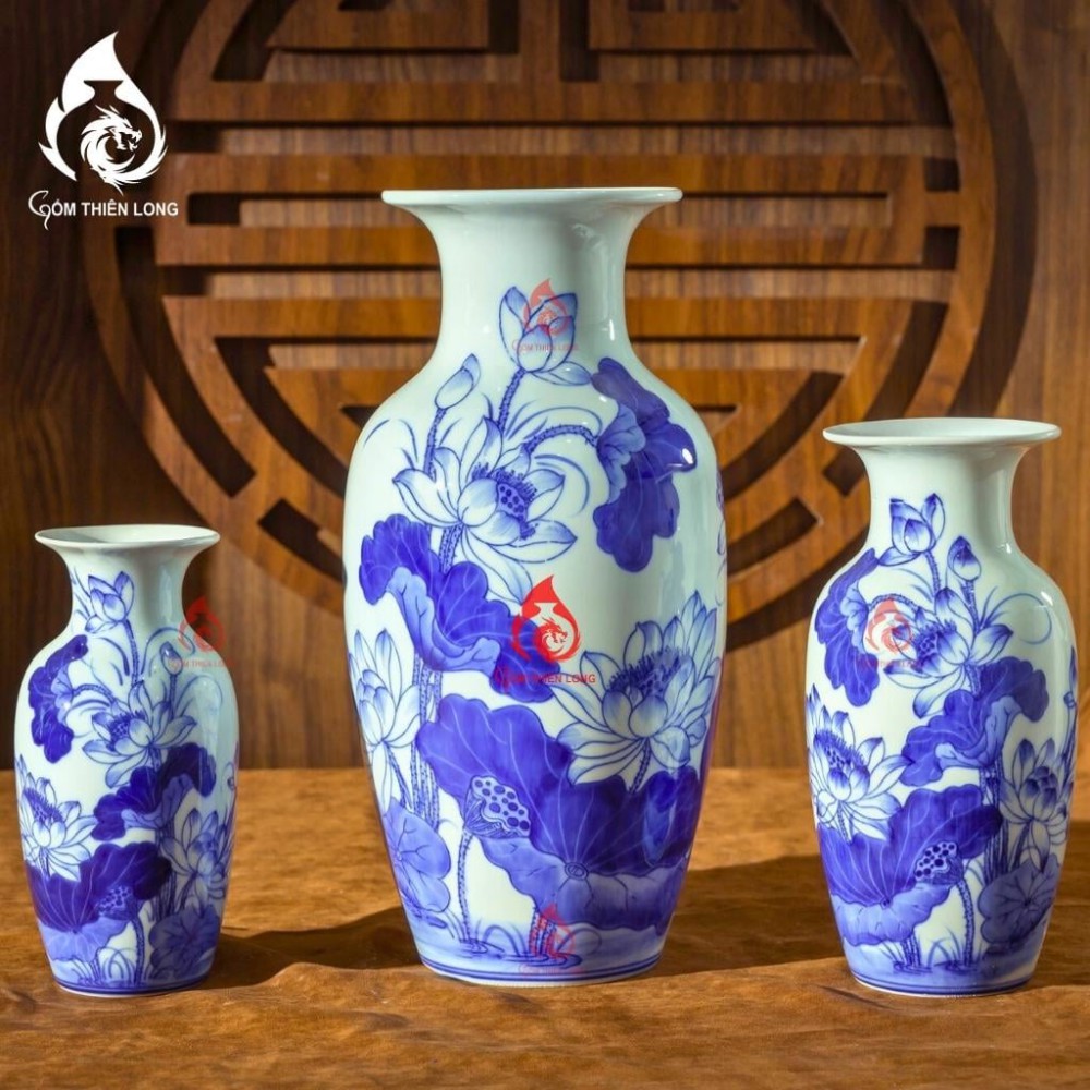 Lộc Bình Bát Tràng Men Lam Sen Phú Quý 230981