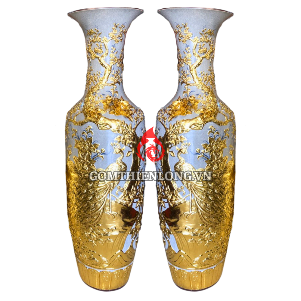 Lộc Bình Bát Tràng Dát Vàng Công Hoa Phú Quý 230127