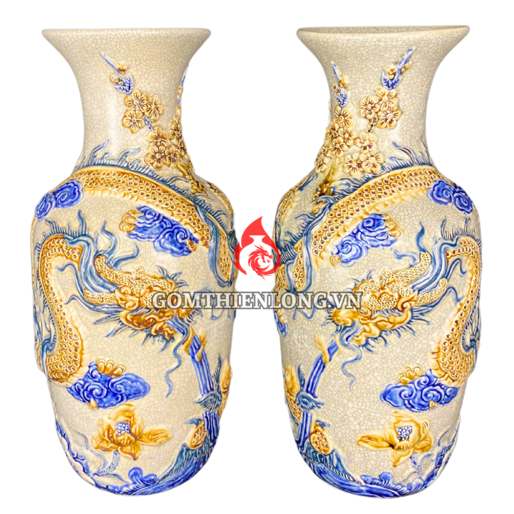 Lộc Bình Bát Tràng Men Rạn Long Cuốn Thủy 231000