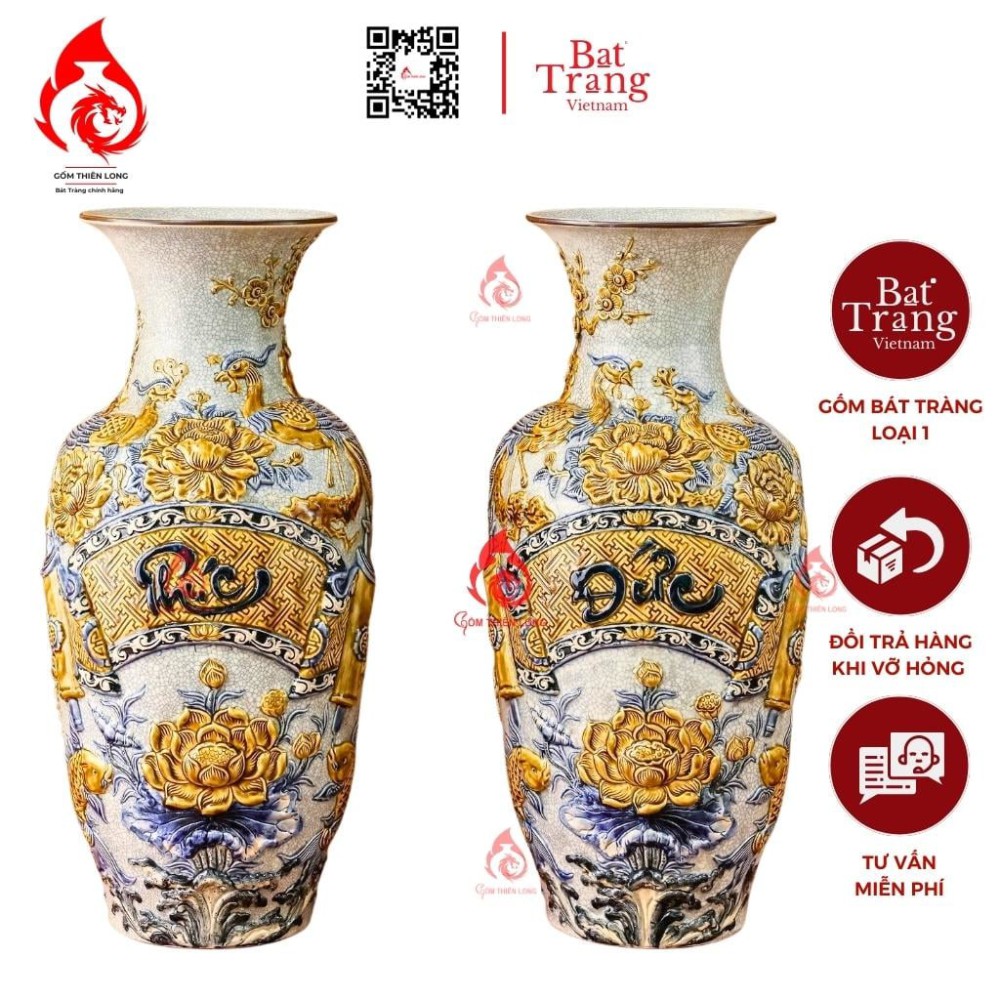 Lộc Bình Bát Tràng Men Rạn Phúc Đức 230968