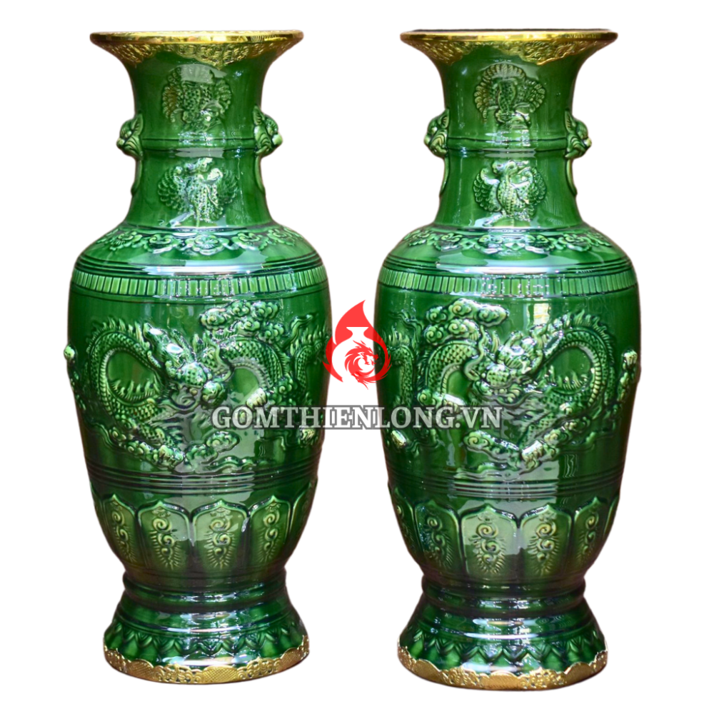 Lộc Bình Bát Tràng Men Xanh Ngọc Lục Bảo Nhất Long 230995