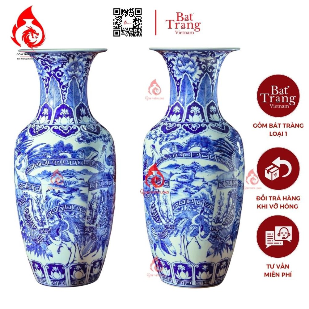 Lộc Bình Bát Tràng Men Lam Sơn Thủy Phú Quý Trường Thọ 230980