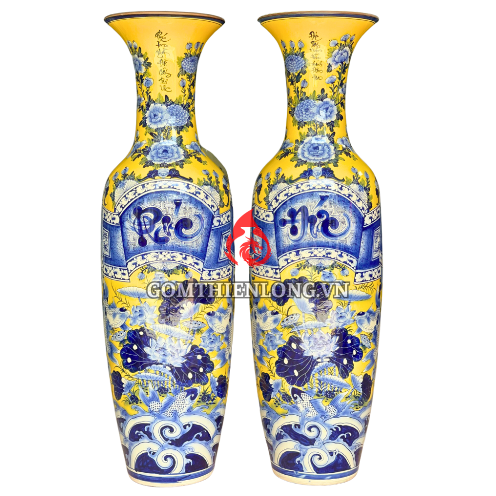 Lộc Bình Bát Tràng Phúc Đức Màu Vàng 230112