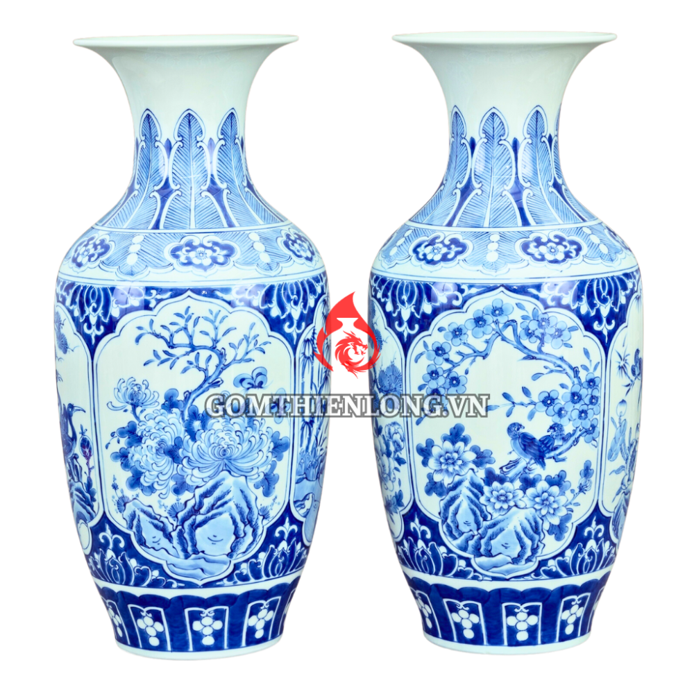 Lộc Bình Bát Tràng Men Lam Tùng Cúc Trúc Mai 230960