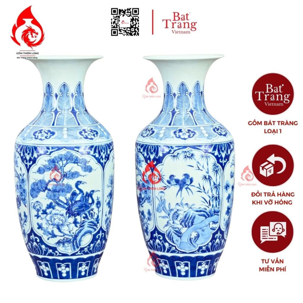 Lộc Bình Bát Tràng Men Lam Tùng Cúc Trúc Mai 230960