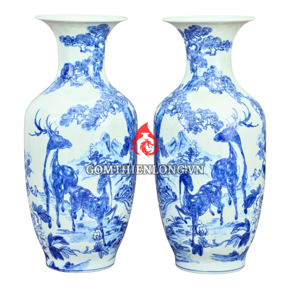 Lộc Bình Bát Tràng Men Lam Tùng Lộc 230957