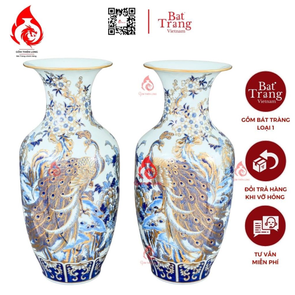 Lộc Bình Bát Tràng Vẽ Vàng Công Danh Phú Quý 230962