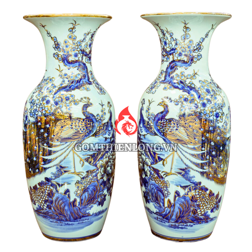 Lộc Bình Bát Tràng Vẽ Vàng Công Hoa Phú Quý 230992