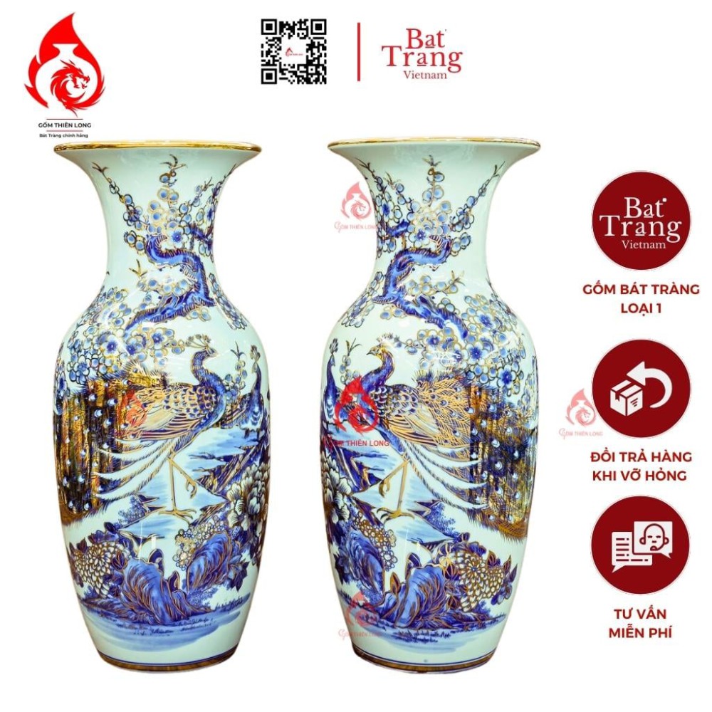 Lộc Bình Bát Tràng Vẽ Vàng Công Hoa Phú Quý 230992