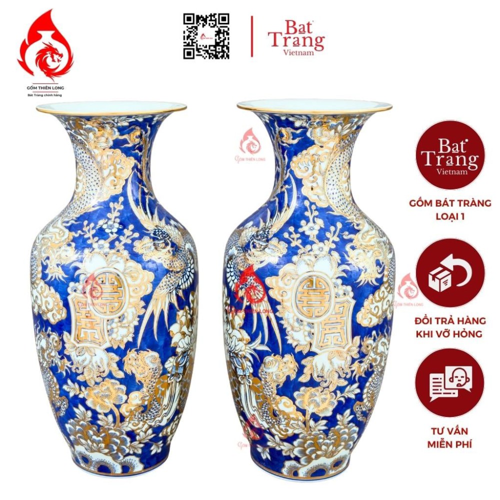 Lộc Bình Bát Tràng Vẽ Vàng Tứ Linh 230961