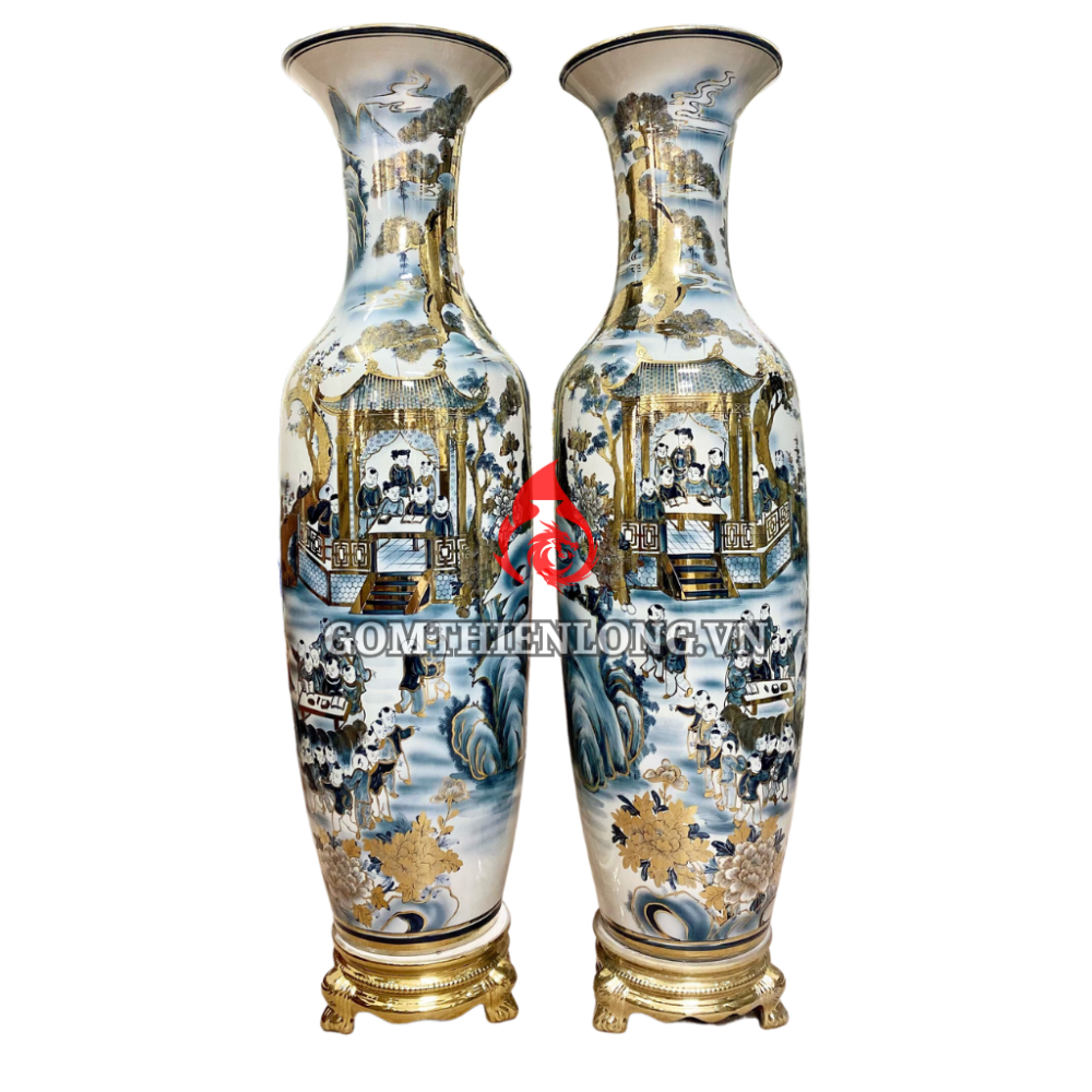 Lộc Bình Bát Tràng Vẽ Vàng Bách Nhi 230108