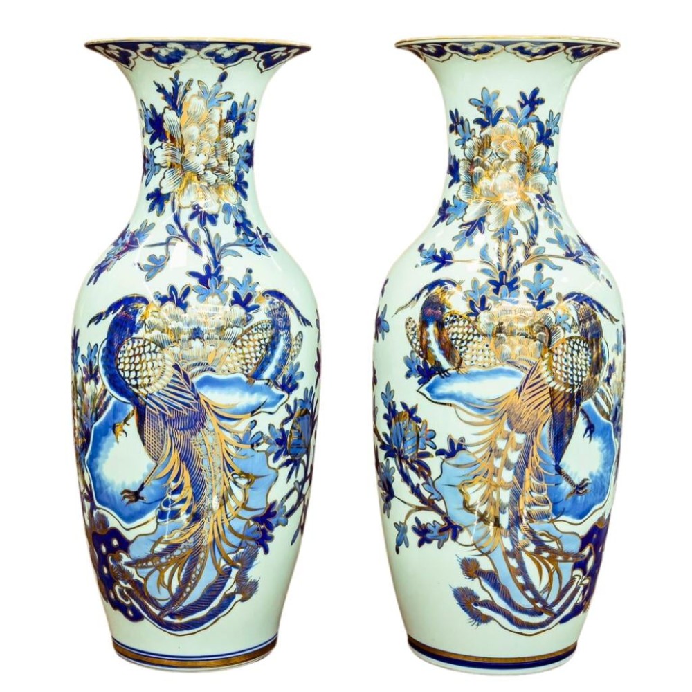 Lộc Bình Bát Tràng Vẽ Vàng Phù Dung Chim Trĩ 230991