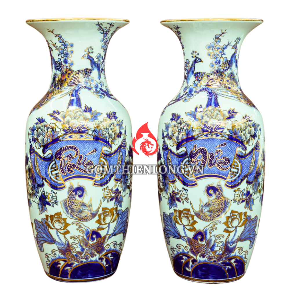 Lộc Bình Bát Tràng Vẽ Vàng Phúc Đức 230990