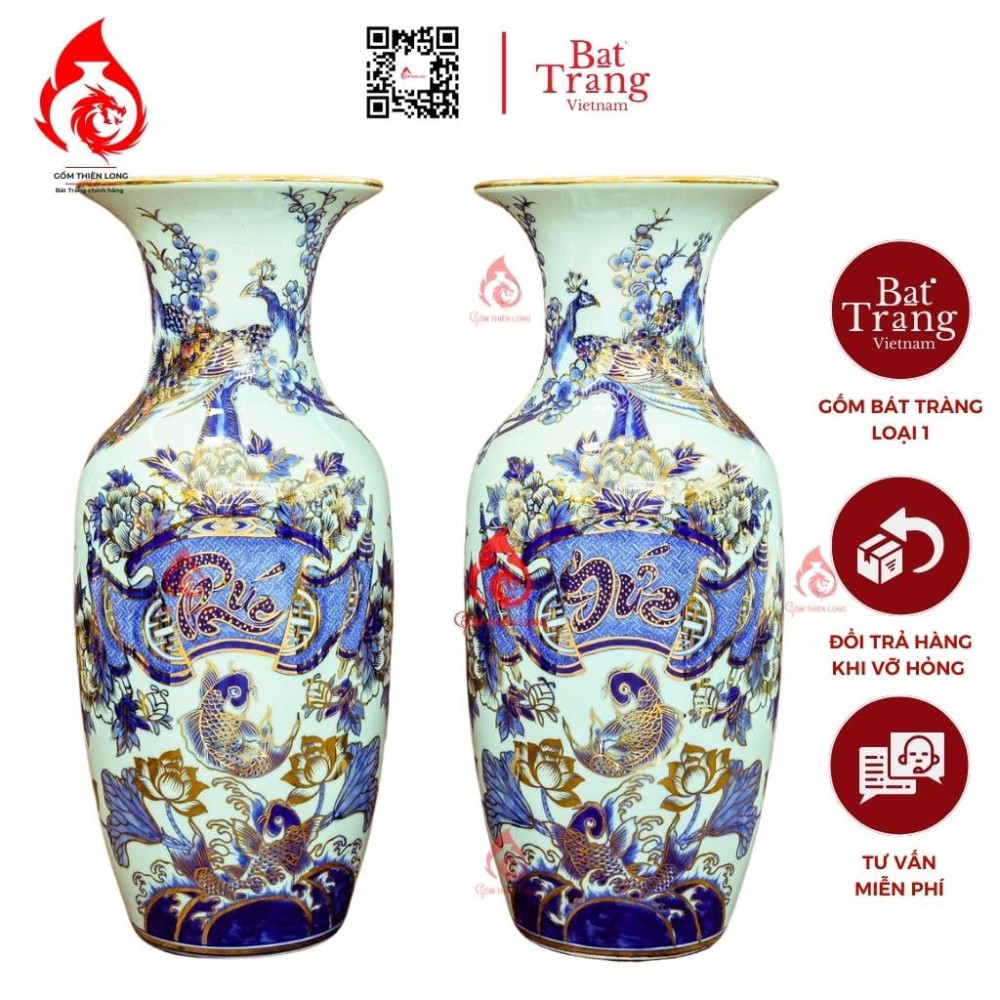 Lộc Bình Bát Tràng Vẽ Vàng Phúc Đức 230990