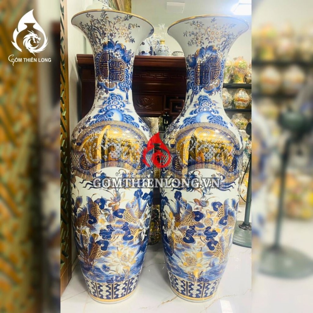 Lộc Bình Bát Tràng Vẽ Vàng Phúc Đức 230120