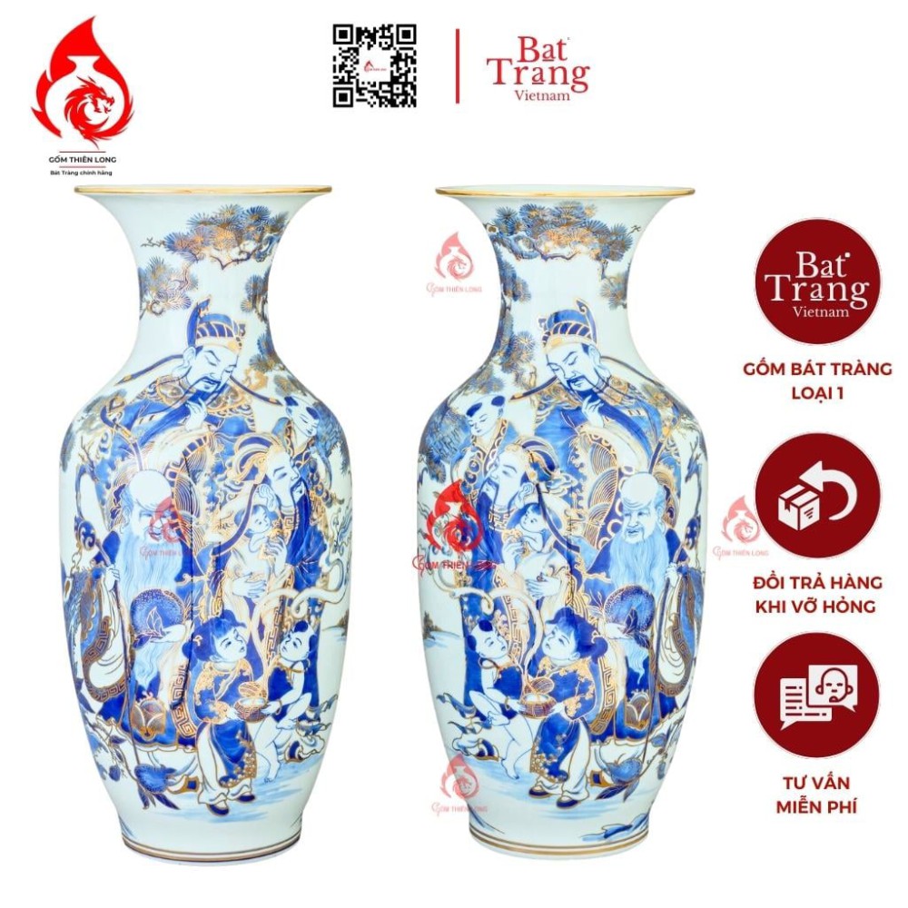 Lộc Bình Bát Tràng Vẽ Vàng Phúc Lộc Thọ 230965