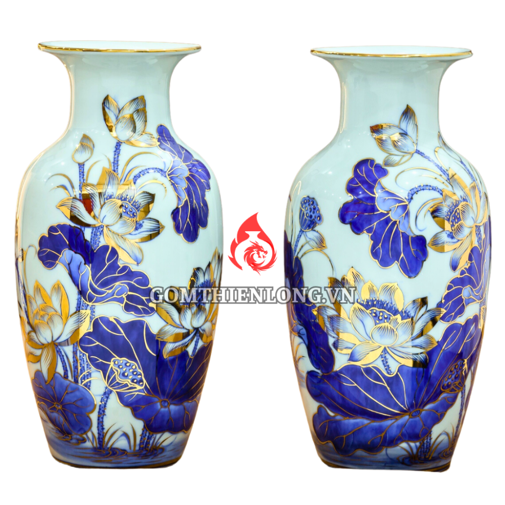 Lộc Bình Bát Tràng Vẽ Vàng Sen Phú Quý 230984