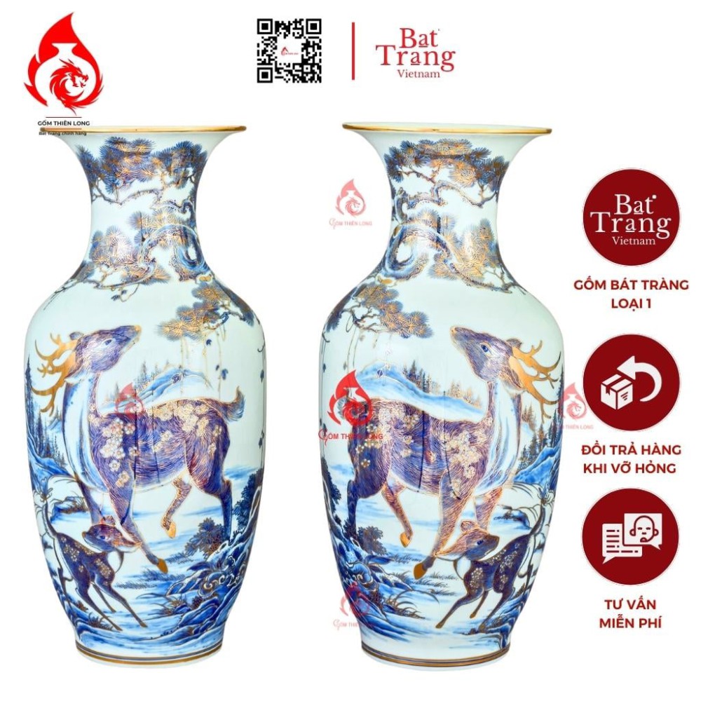 Lộc Bình Bát Tràng Vẽ Vàng Tùng Lộc 230964