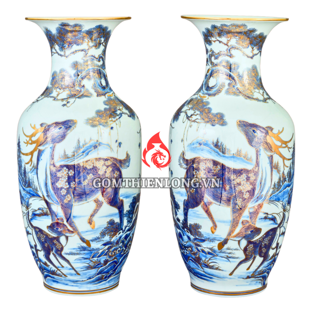 Lộc Bình Bát Tràng Vẽ Vàng Tùng Lộc 230964