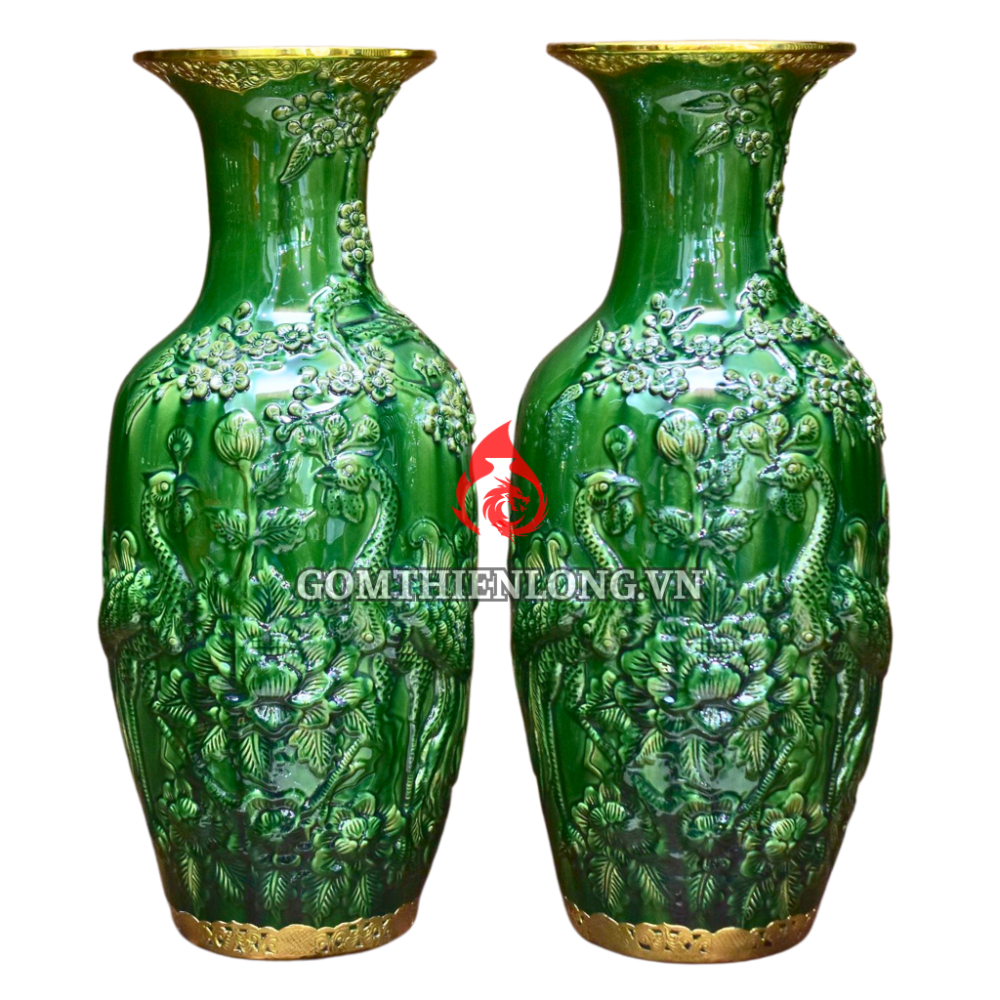 Lộc Bình Bát Tràng Men Xanh Ngọc Lục Bảo Công Đào 230994