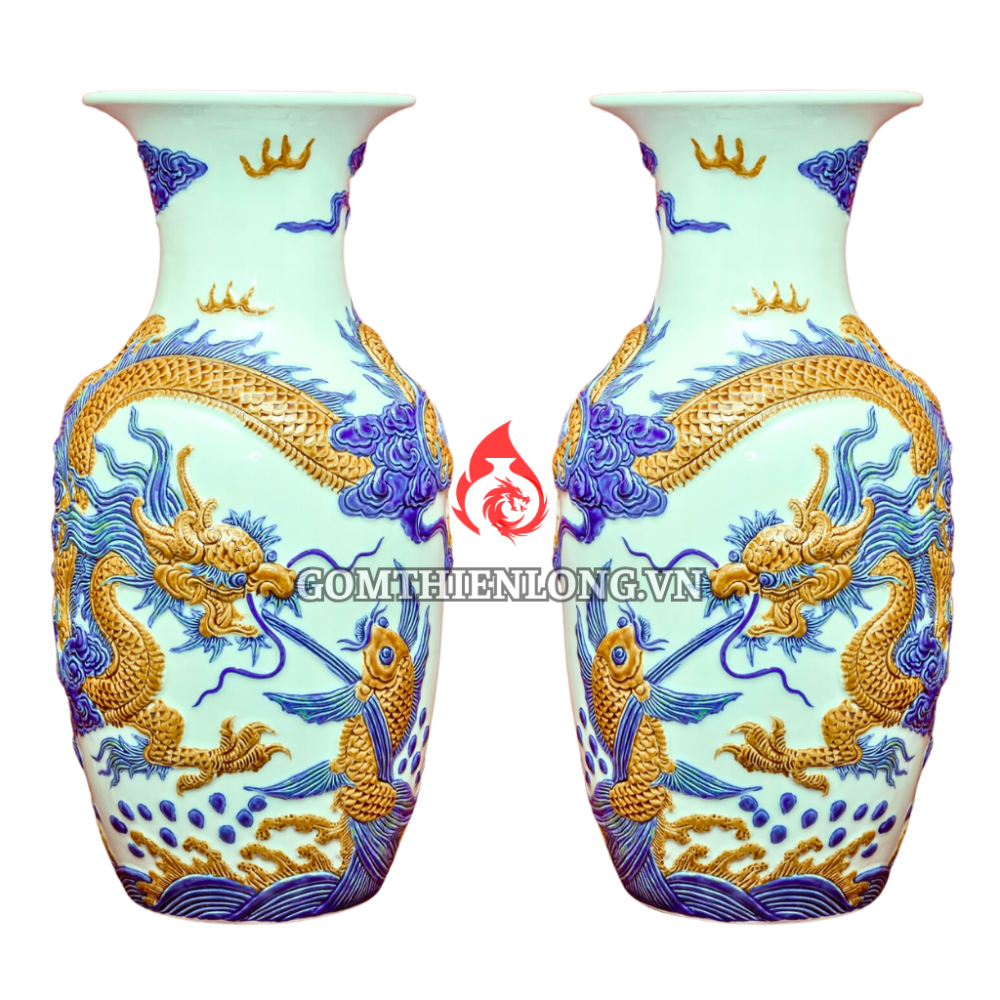 Lộc Bình Men Ngọc Đắp Nổi Long Cuốn Thủy 236518