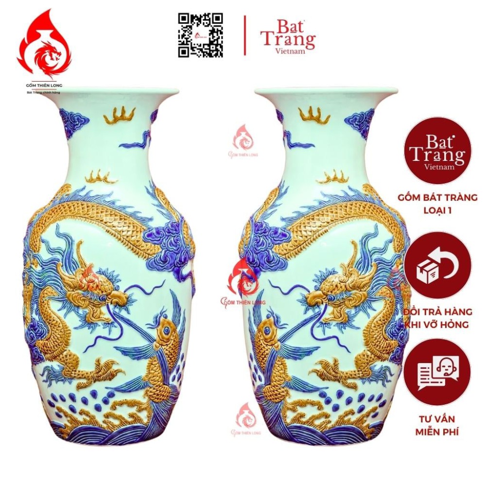 Lộc Bình Men Ngọc Đắp Nổi Long Cuốn Thủy 236518