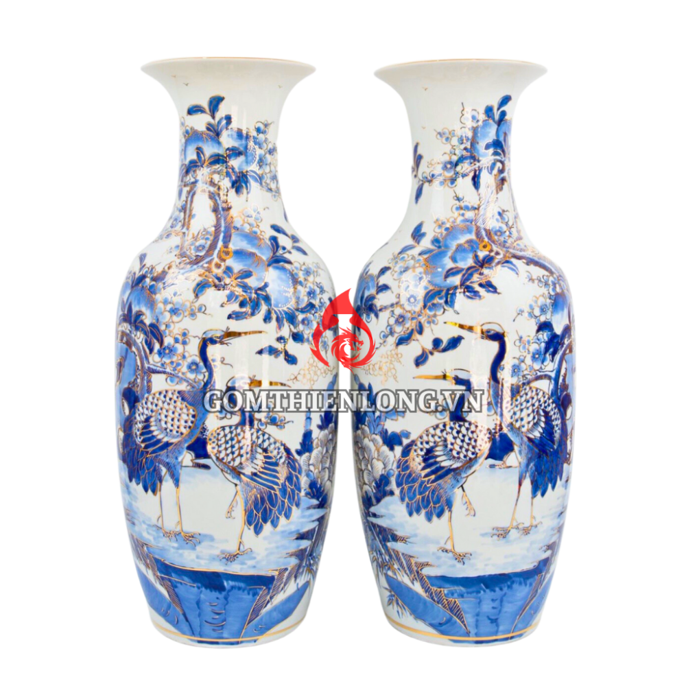 Lộc Bình Men Lam Vẽ Vàng Phú Quý Trường Thọ 236101