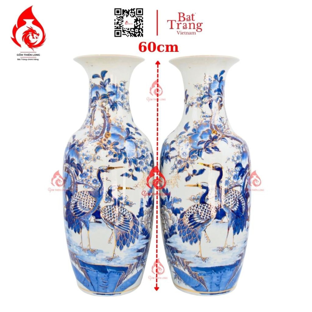 Lộc Bình Men Lam Vẽ Vàng Phú Quý Trường Thọ 236101