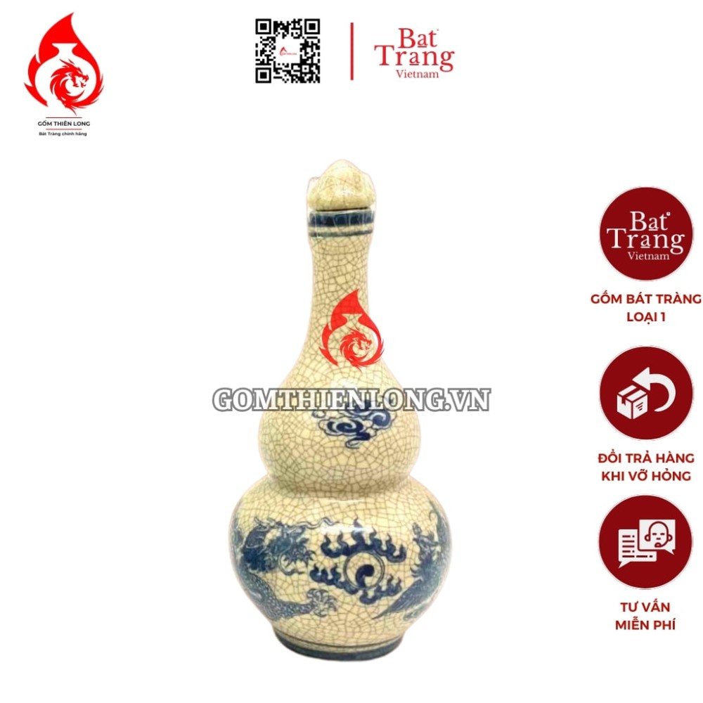 Nậm Rượu Thờ Bát Tràng Men Rạn Giả Cổ 240127