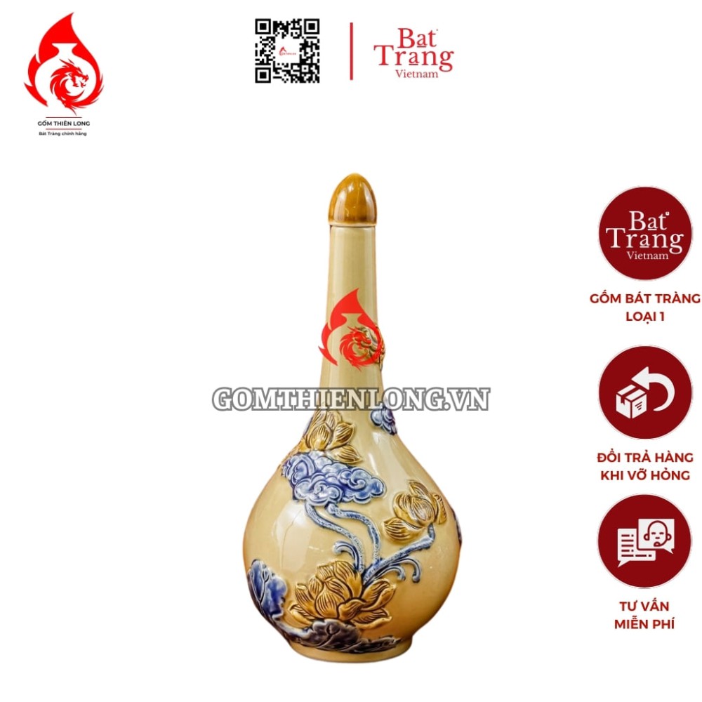 Nậm Rượu Thờ Bát Tràng Men Vàng Hoàng Tộc 240141