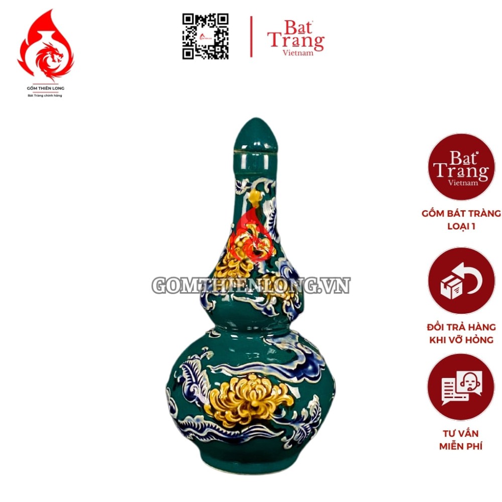 Nậm Rượu Thờ Bát Tràng Men Xanh Lục Bảo 240142