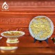 Mâm Bồng Sứ Bát Tràng Men Rạn Đắp Nổi Dát Vàng Rồng Phượng 231124