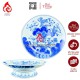 Mâm Bồng Sứ Bát Tràng Men Xanh Lam Vẽ Hoa Sen 230877