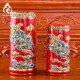 Ống Đựng Nhang Bằng Sứ Men Đỏ Vẽ Vàng Hoa Sen 231105
