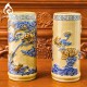 Ống Đựng Nhang Bằng Sứ Men Vàng Hoàng Tộc Đắp Nổi Hoa Sen 231094