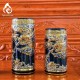 Ống Đựng Nhang Bằng Sứ Men Xanh Tím Vẽ Vàng Long Cuốn Thủy 231101