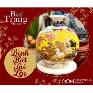 Bình Hút Lộc Vẽ Vàng | Nhị Cảnh Thuận Buồm - Mã Đáo
