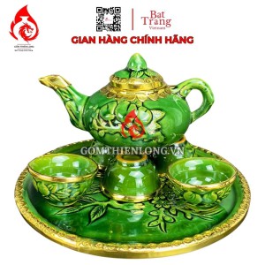 Bộ Ấm Chén Bàn Thờ Men Xanh Ngọc Lục Bảo 231136